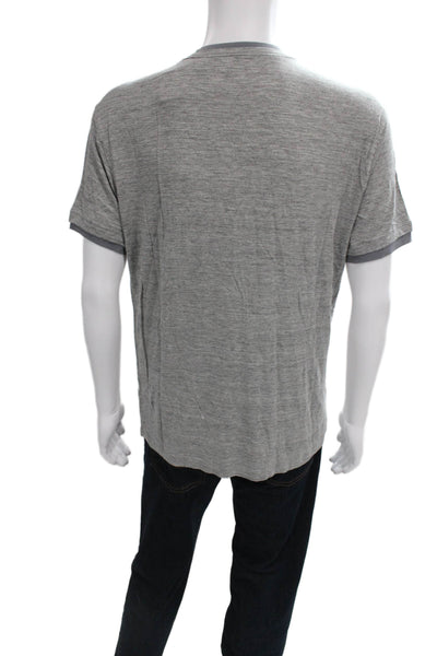 Armani Collezioni Mens Basic V-Neck T-Shirt Gray Viscose Short Sleeve Size 2XL