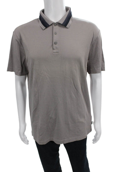 Armani Collezioni Mens Polo Collared Short Sleeve Cotton Gray Size 3XL