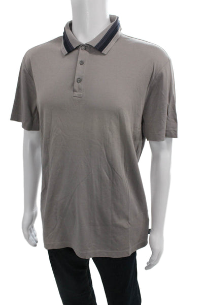 Armani Collezioni Mens Polo Collared Short Sleeve Cotton Gray Size 3XL