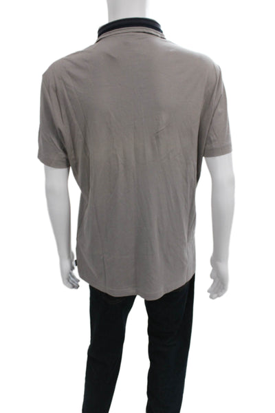 Armani Collezioni Mens Polo Collared Short Sleeve Cotton Gray Size 3XL