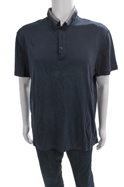 Armani Collezioni Mens Polo Blue Cotton Short Sleeve Size 2XL