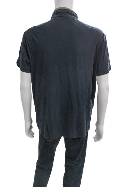 Armani Collezioni Mens Polo Blue Cotton Short Sleeve Size 2XL