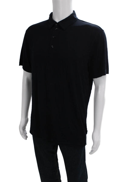 Armani Collezioni Mens Black Viscose Collared Short Sleeve Polo Size 2XL