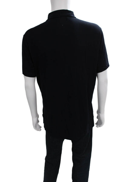 Armani Collezioni Mens Black Viscose Collared Short Sleeve Polo Size 2XL