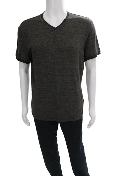 Armani Collezioni Mens Basic Gray V-Neck Viscose Short Sleeve T-Shirt Size 2XL