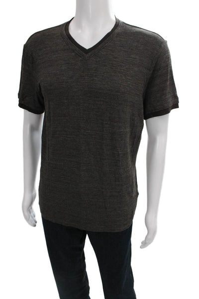 Armani Collezioni Mens Basic Gray V-Neck Viscose Short Sleeve T-Shirt Size 2XL