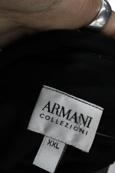 Armani Collezioni Mens Polo Collared Black Short Sleeve Button Viscose Size 2XL