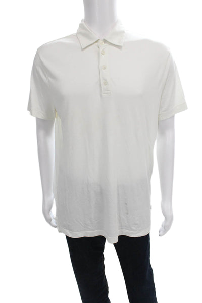 Armani Collezioni Men Polo Shirt White Cotton Collared Short Sleeve Size XL