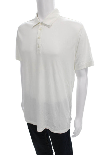 Armani Collezioni Men Polo Shirt White Cotton Collared Short Sleeve Size XL