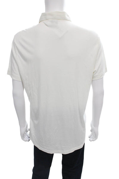 Armani Collezioni Men Polo Shirt White Cotton Collared Short Sleeve Size XL