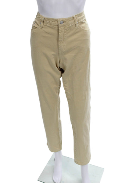 Fabrizio Gianni Womens Tapered Jeans Beige Cotton Blend Size 10