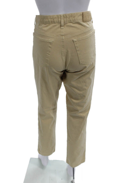Fabrizio Gianni Womens Tapered Jeans Beige Cotton Blend Size 10