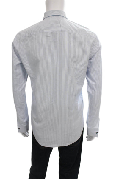 Boss Hugo Boss Men Blue Striped Cotton Dress Shirt Size M