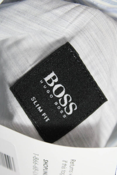Boss Hugo Boss Men Blue Striped Cotton Dress Shirt Size M