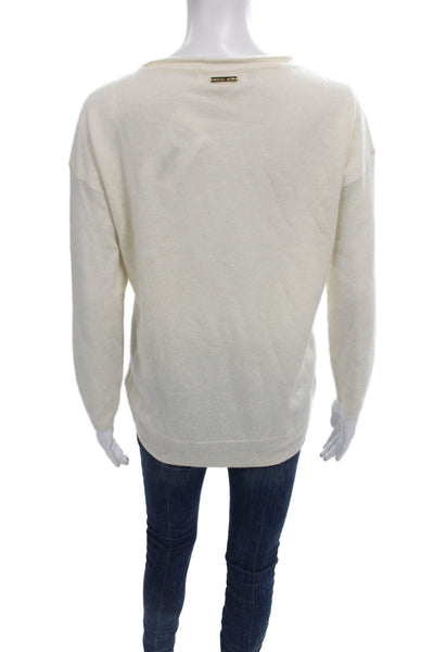 Michael Michael Kors Womens Ivory Cashmere Pullover Sweater Crew Neck Size XS