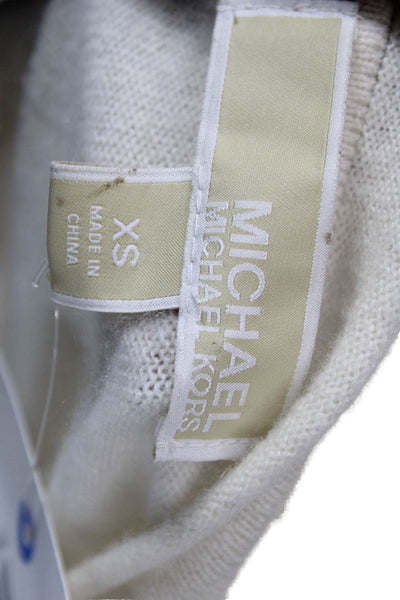 Michael Michael Kors Womens Ivory Cashmere Pullover Sweater Crew Neck Size XS