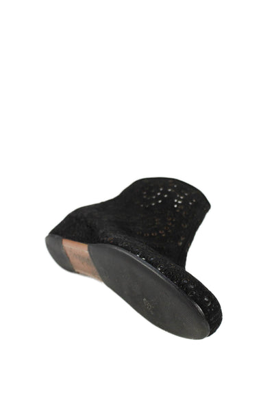 Alaia Womens Suede Eyelet Low Wedge Ankle Boots Black Size 36 6