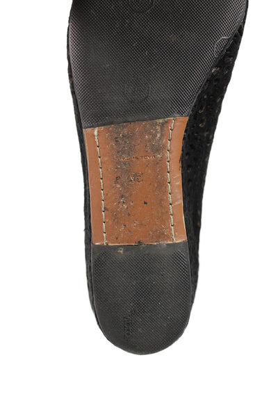 Alaia Womens Suede Eyelet Low Wedge Ankle Boots Black Size 36 6
