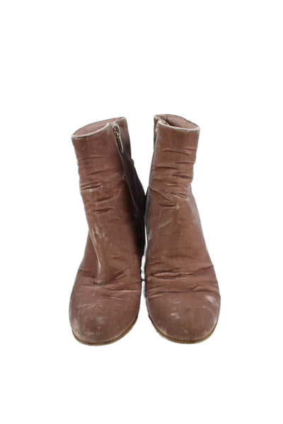 Gianvito Rossi Womens Velvet Zip Up Ankle Boots Pink Size 36.5 6.5
