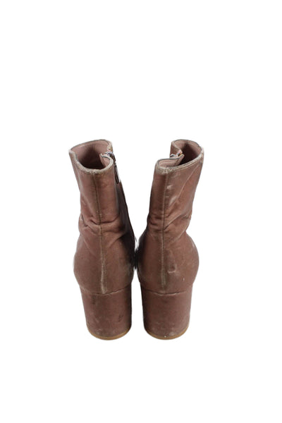 Gianvito Rossi Womens Velvet Zip Up Ankle Boots Pink Size 36.5 6.5