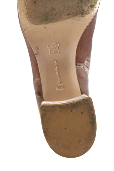 Gianvito Rossi Womens Velvet Zip Up Ankle Boots Pink Size 36.5 6.5