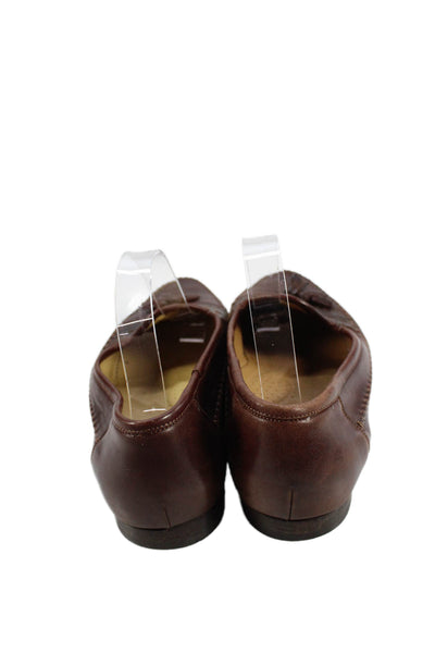 Santoni Mens Leather Tassel Slide On Casual Loafers Brown Size 10 D