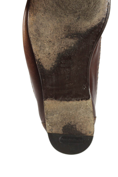 Santoni Mens Leather Tassel Slide On Casual Loafers Brown Size 10 D