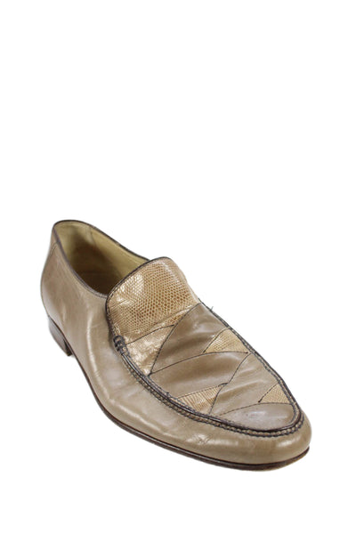 Bruno Magli Mens Leather Dress Shoe Loafers Beige Size 10 Narrow