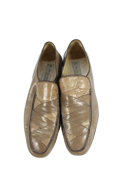 Bruno Magli Mens Leather Dress Shoe Loafers Beige Size 10 Narrow