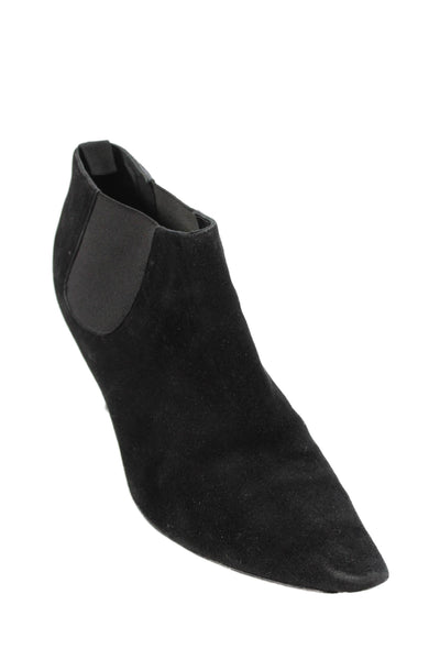 Manolo Blahnik Womens Suede Pointed Toe Stretch Ankle Boots Black Size 40 10