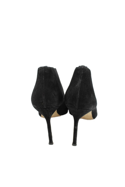 Manolo Blahnik Womens Suede Pointed Toe Stretch Ankle Boots Black Size 40 10