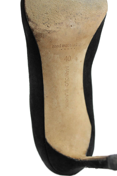 Manolo Blahnik Womens Suede Pointed Toe Stretch Ankle Boots Black Size 40 10