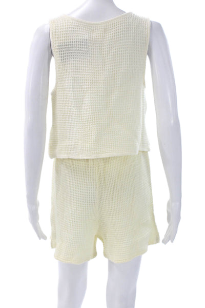 Donni Womens Two Piece Set Yellow Cotton Scoop Neck Sleeveless Spring Size M