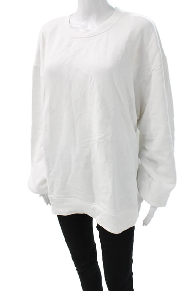 Cotton Citizen Womens Pullover Sweatshirt White Cotton Long Sleeve Size L