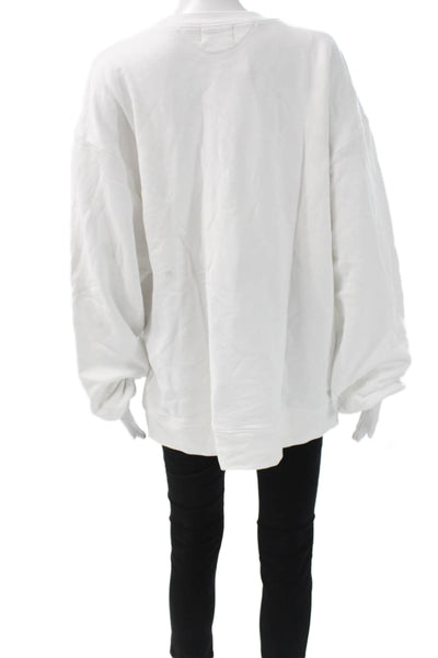 Cotton Citizen Womens Pullover Sweatshirt White Cotton Long Sleeve Size L