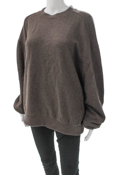 Zara Women Pullover Sweatshirt Brown Wool Blend Crew Neck Long Sleeve Size L