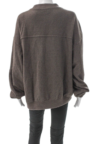 Zara Women Pullover Sweatshirt Brown Wool Blend Crew Neck Long Sleeve Size L