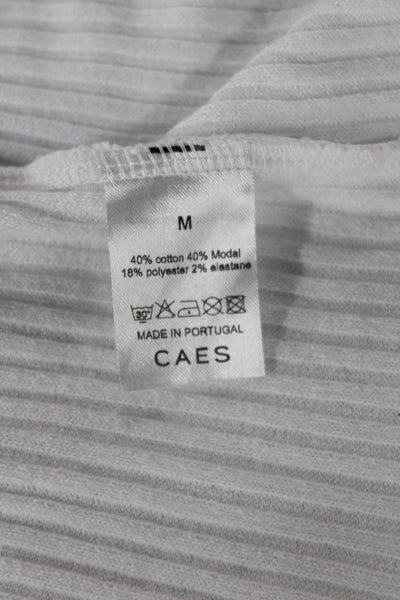 Caes Womens Basic Sleeveless Tank White Scoop Neck Cotton Modal Blend Size S