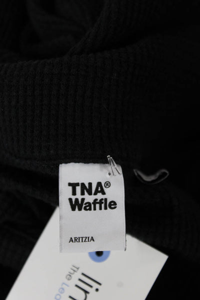 TNA Women Pullover Sweatshirt Gray Waffle Knit Collared Long Sleeve Size L