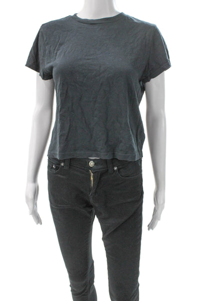Agolde Women Basic Cotton T-Shirt Gray Crew Neck Short Sleeve Size M