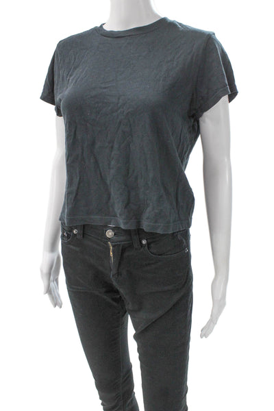 Agolde Women Basic Cotton T-Shirt Gray Crew Neck Short Sleeve Size M