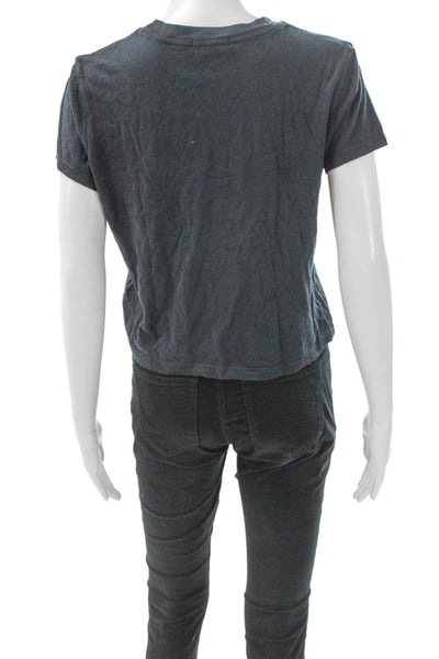 Agolde Women Basic Cotton T-Shirt Gray Crew Neck Short Sleeve Size M
