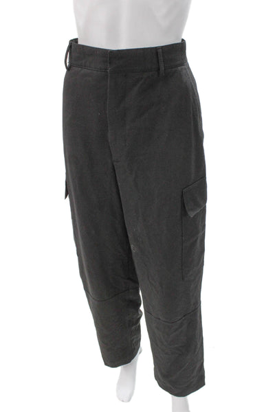 Zara Men Cargo Pants Gray Cotton Blend Button Size M
