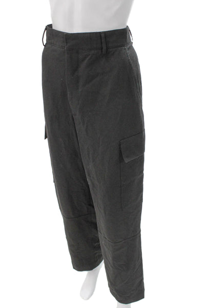 Zara Men Cargo Pants Gray Cotton Blend Button Size M