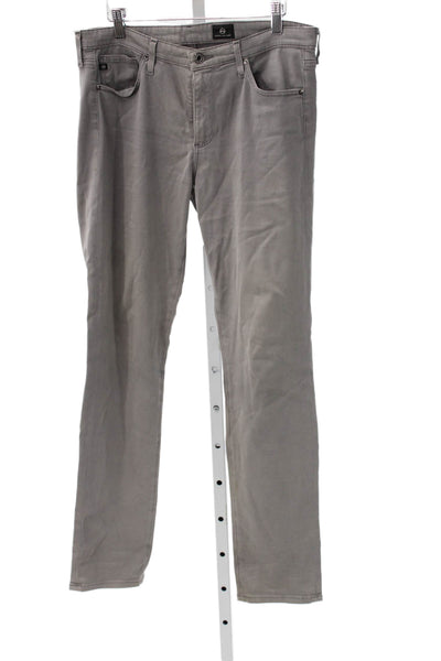 AG Adriano Goldschmied Mens Straight Jeans Gray Cotton Button Size 30