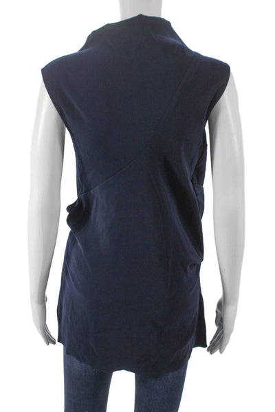 Cedric Charlier Women Tunic Blouse Blue Cowl Neck Sleeveless Polyester Size 6