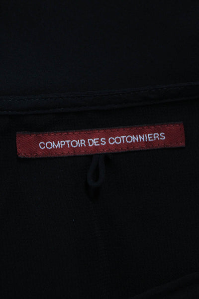 Comptoir Des Cotonniers Women Silk Floral V-Neck Short Sleeve Blouse Size 36
