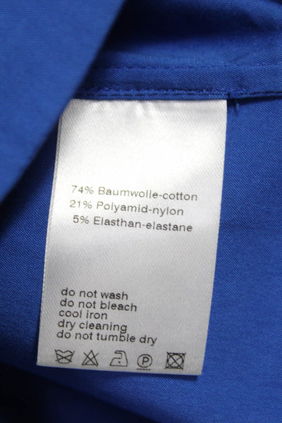 Akris Punto Women Basic Cotton Collared Sleeveless Button Blouse Blue Size 6
