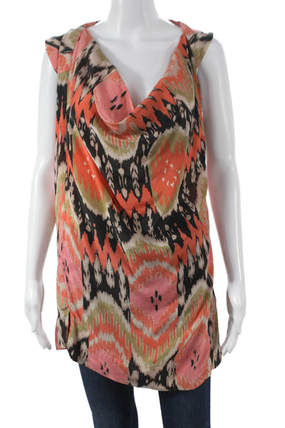 AllSaints Co Ltd Spitalfields Womens Silk Geometric Cowl Neck Tunic Size 8