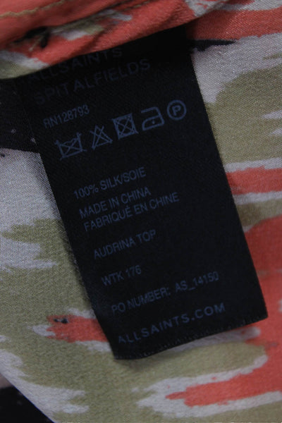 AllSaints Co Ltd Spitalfields Womens Silk Geometric Cowl Neck Tunic Size 8